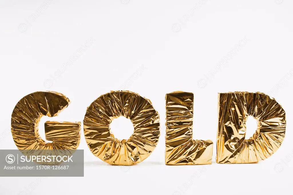 The word GOLD wrapped in gold foil