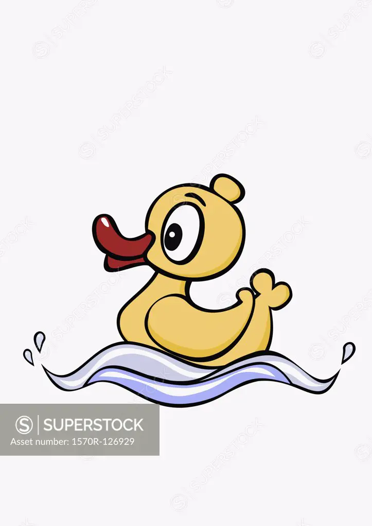 A yellow duck swimming on water