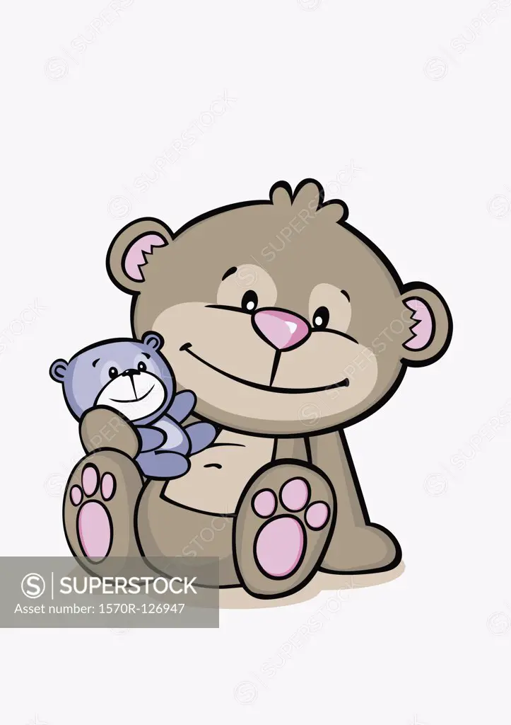 Cartoon of a bear holding a baby bear