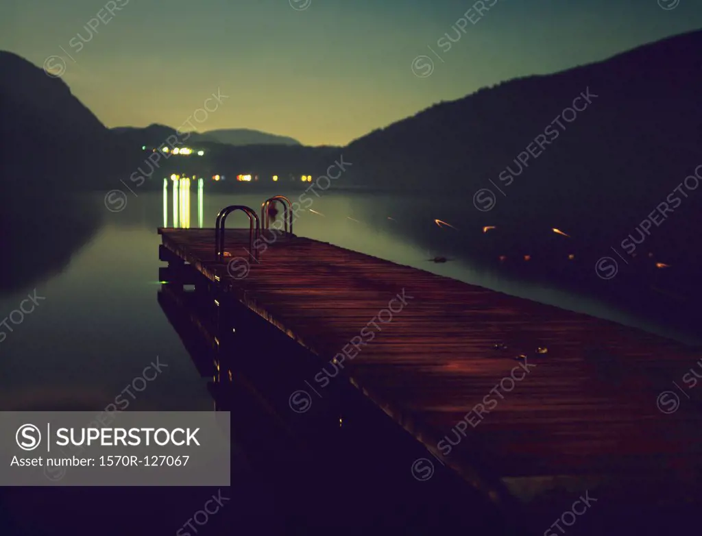 A wooden jetty at dusk