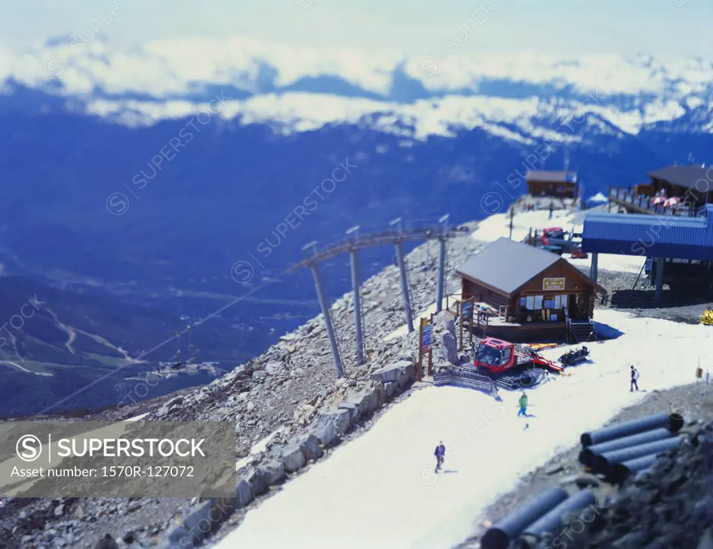 A ski resort, Whistler, British Columbia, Canada, tilt-shift photography
