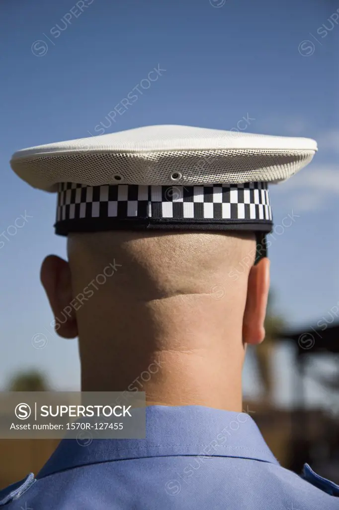Rear view of a policeman