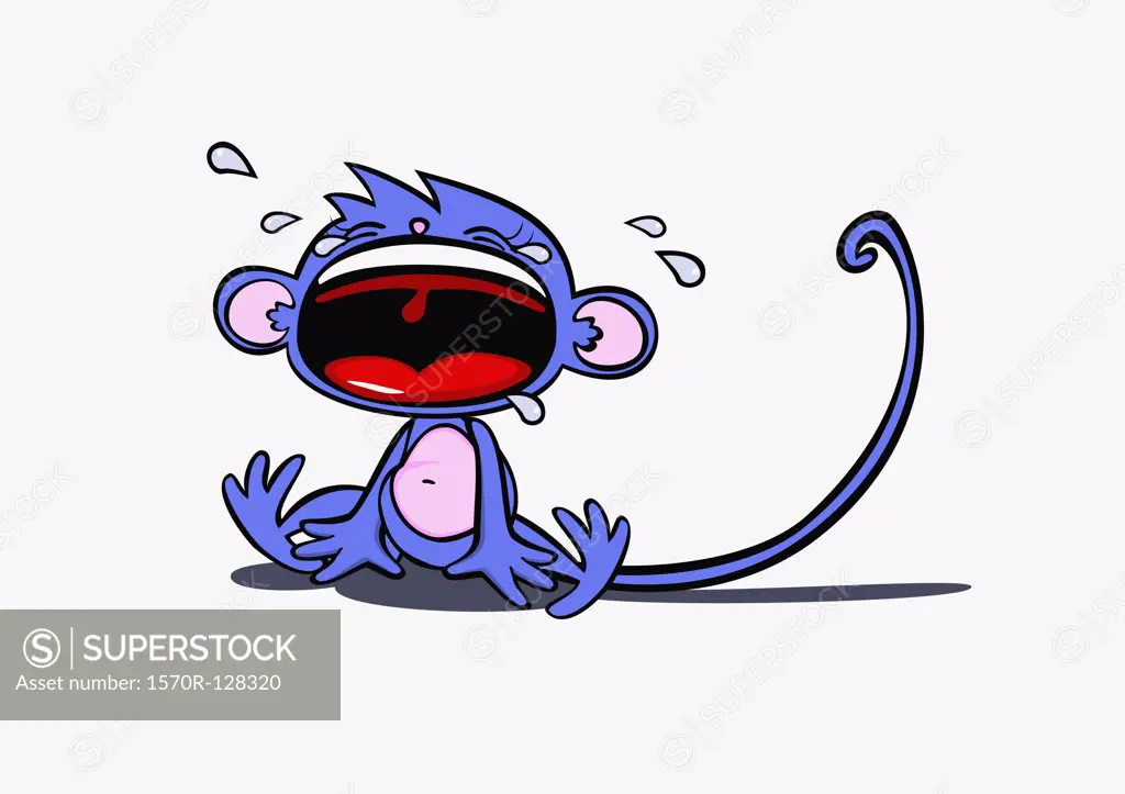 A monkey crying and throwing a tantrum