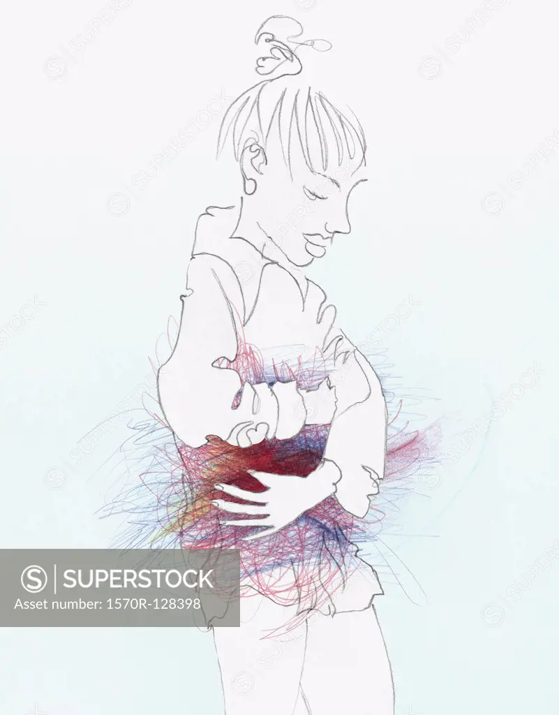 A woman holding her stomach