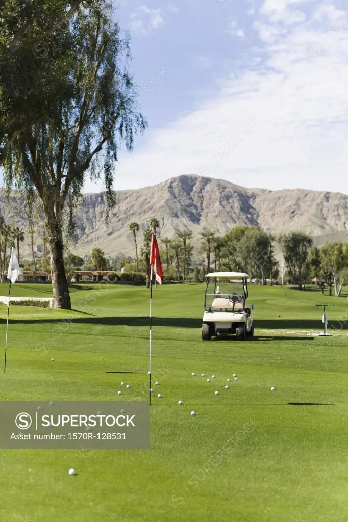 View across putting green, Palm Springs, California, USA