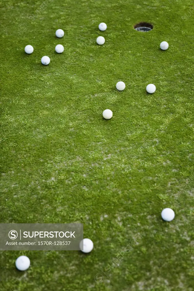 Golf balls on a putting green