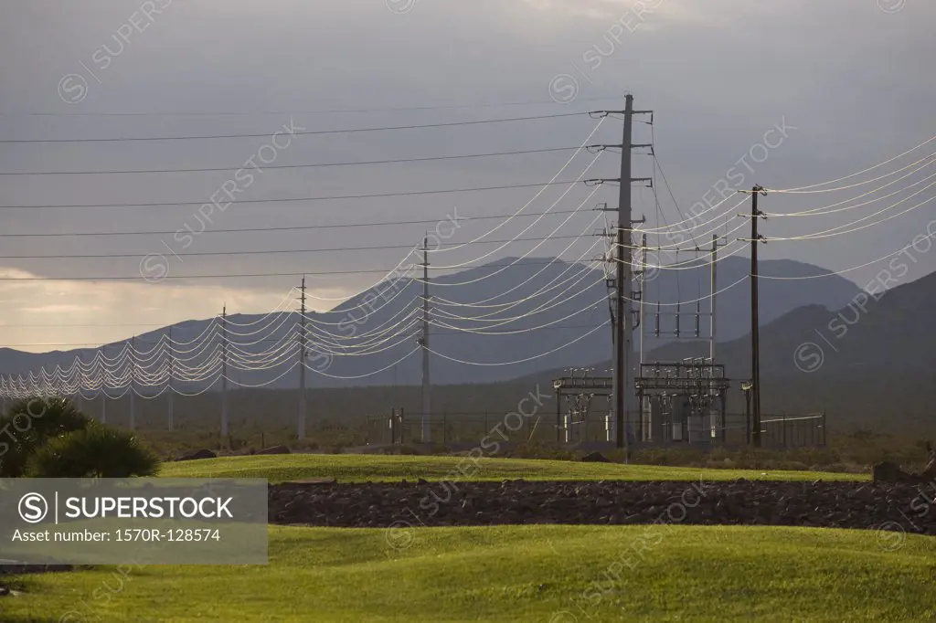 Power lines in a remote area