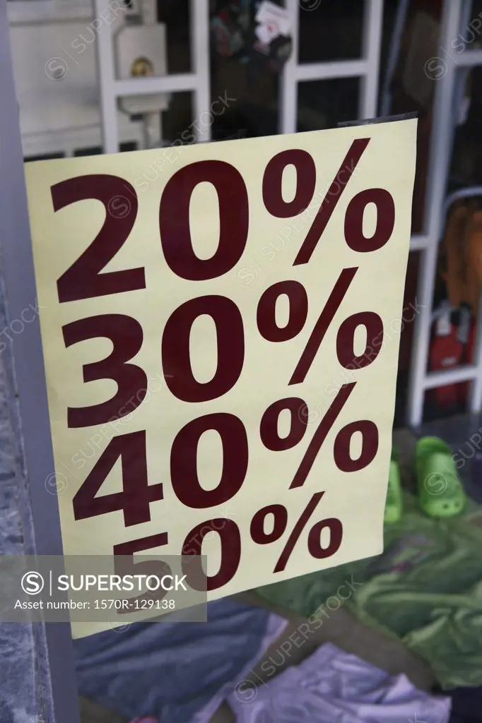 Sale sign in a store window