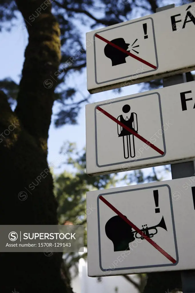 Signs for No Shouting, No Women and No Music