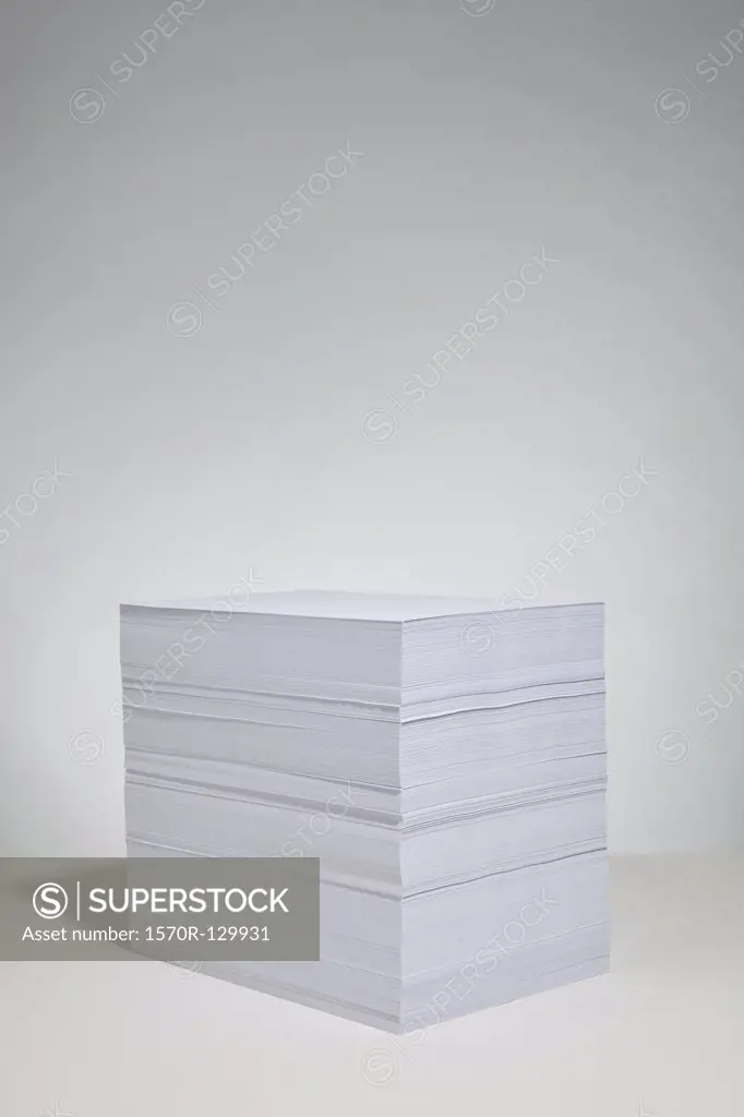 A stack of white paper