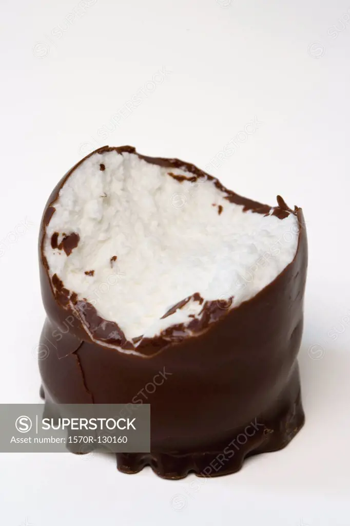 Chocolate marshmallow with missing bite