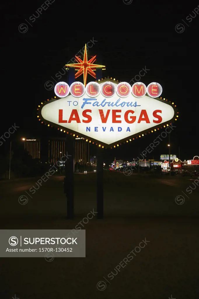 The Welcome to Las Vegas sign at night