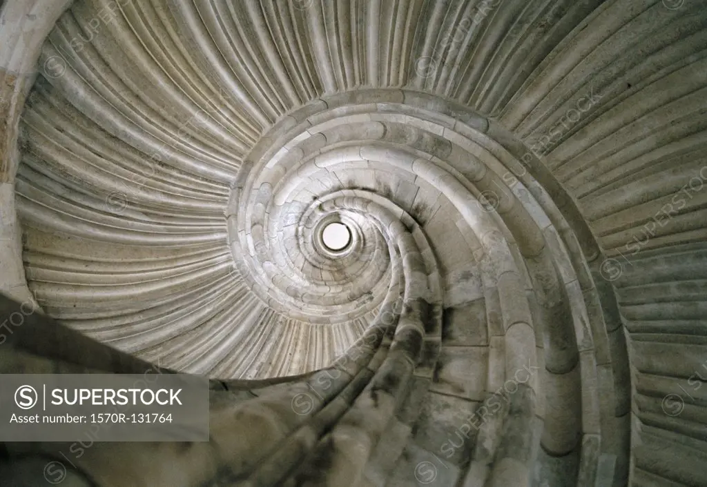 A stone spiral staircase