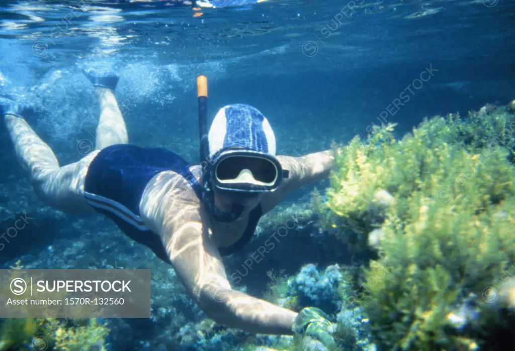 A woman snorkeling