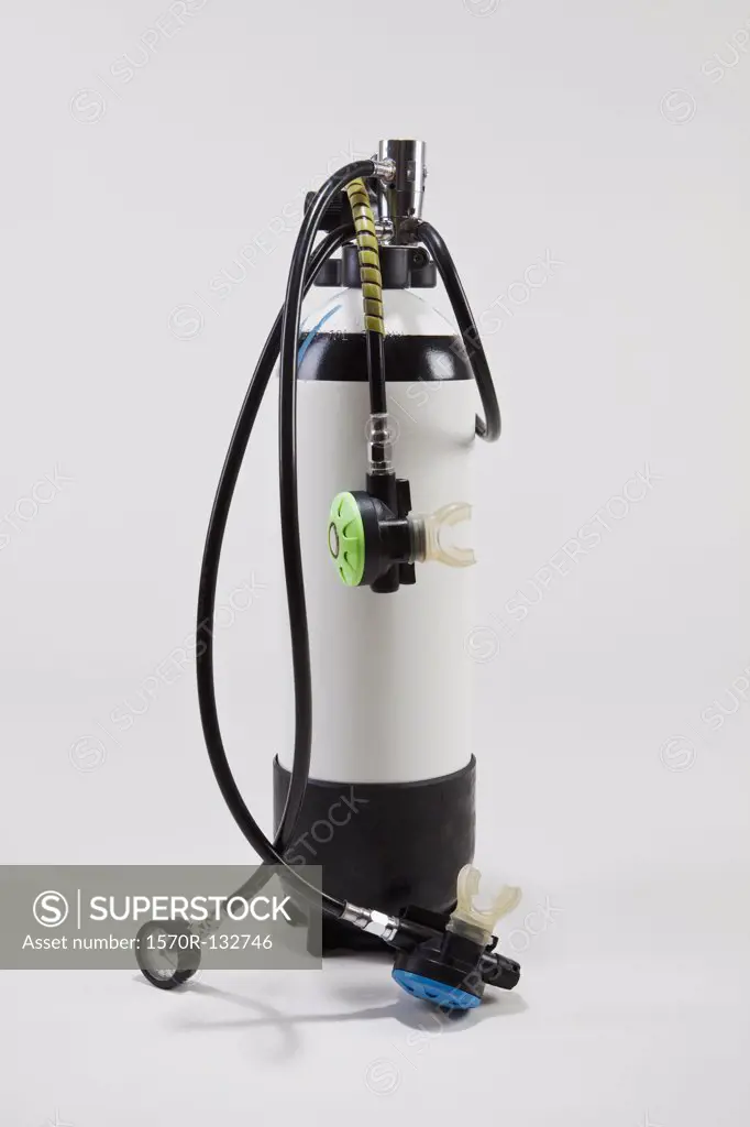A scuba diving oxygen tank