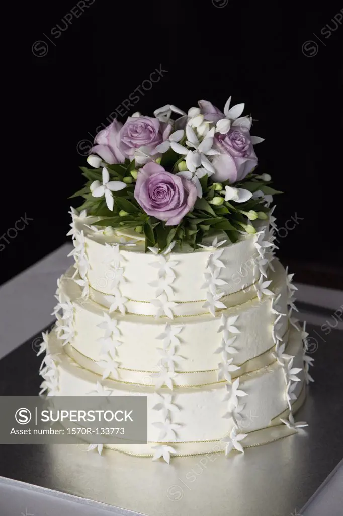 A tiered wedding cake