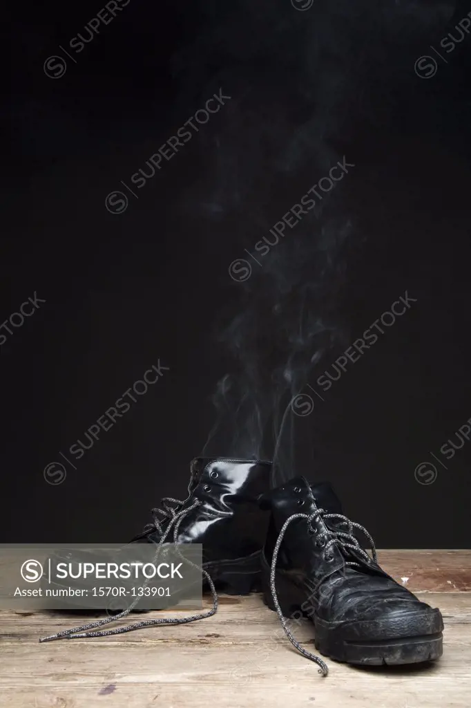 Smoke coming from leather boots