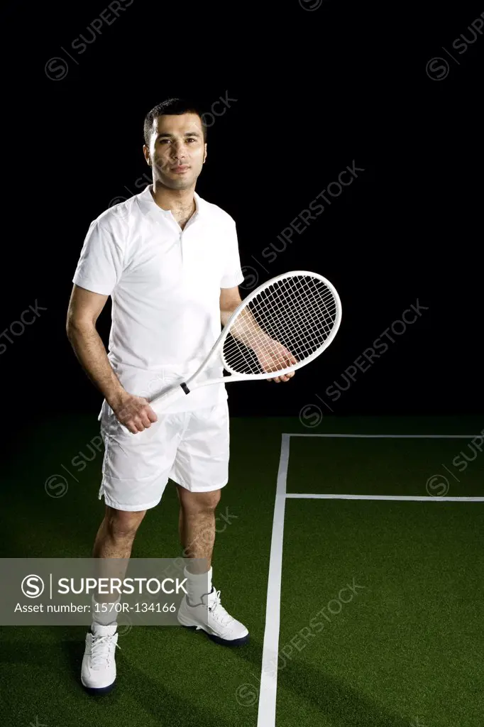 A tennis player, portrait, studio shot