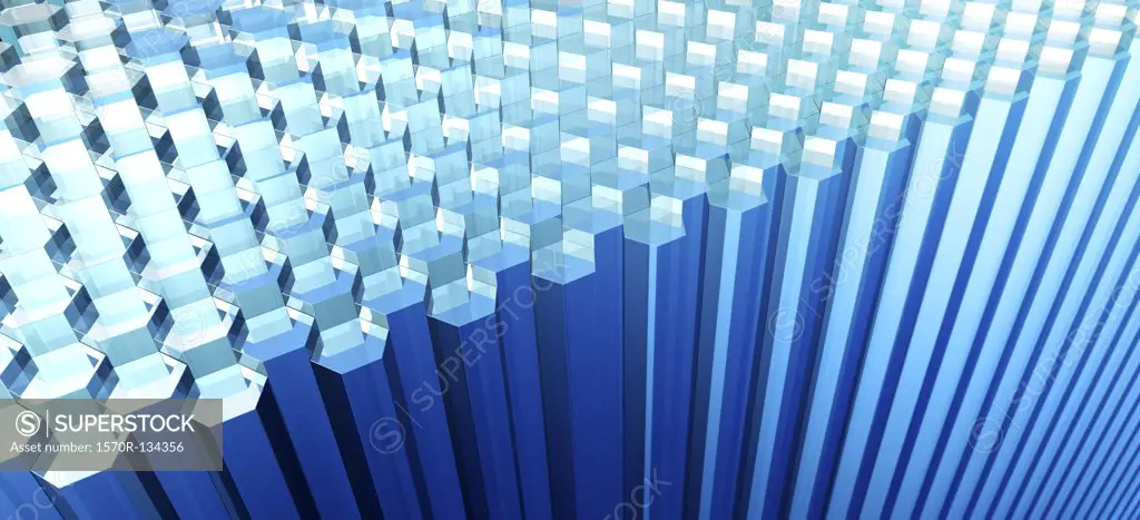 Rows of hexagon shaped rods