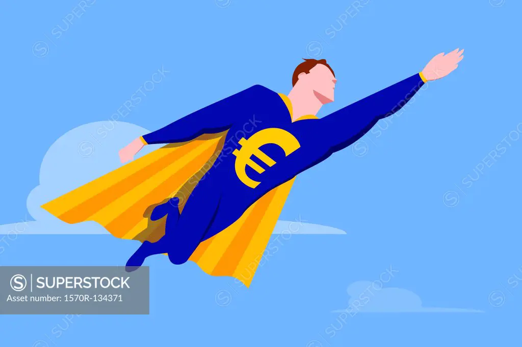 Superhero with Euro symbol