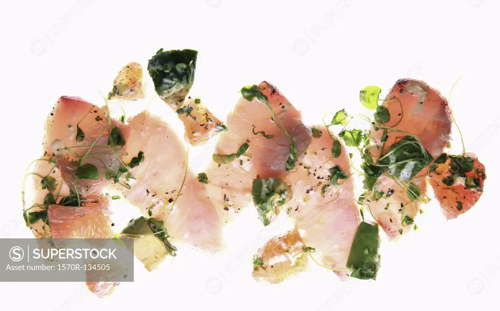 Tuna sashimi on a lightbox