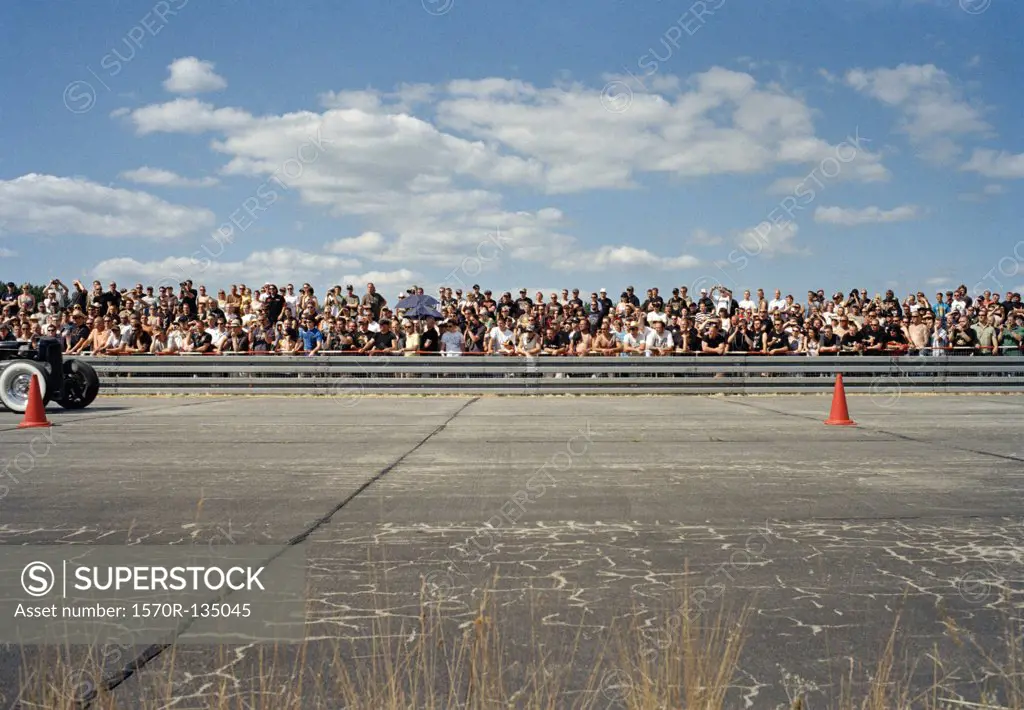 View of a crowd at a race track