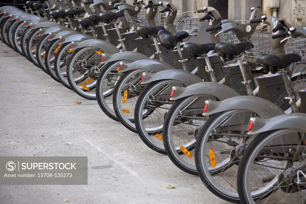 Velib bicycles in Paris, France