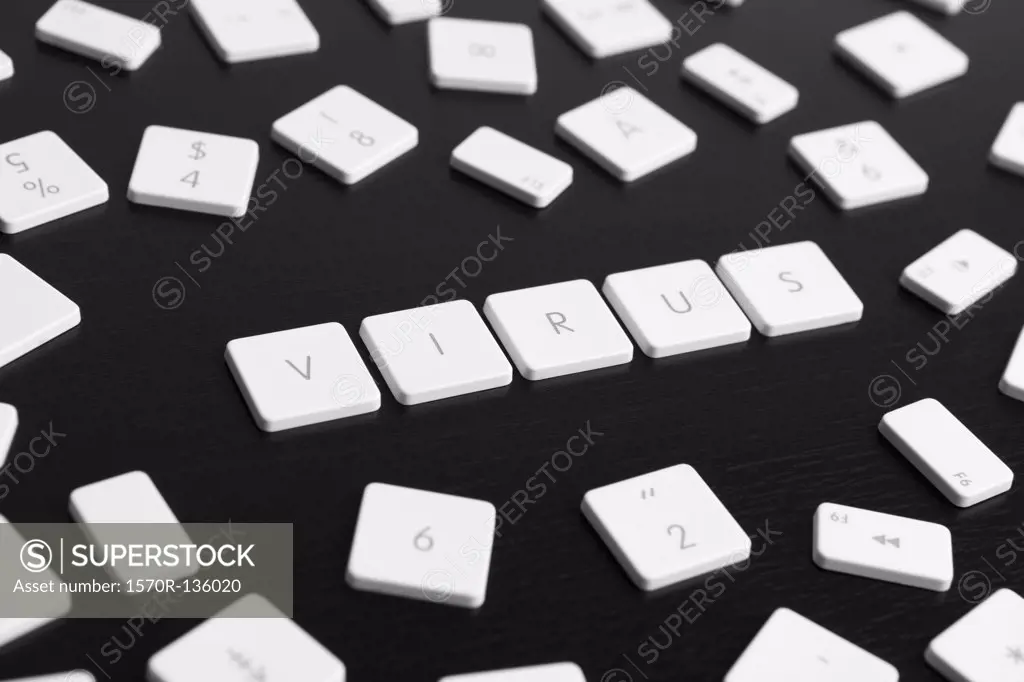 Computer keys spelling the word VIRUS