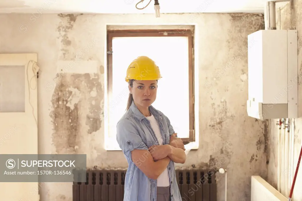 A building contractor at a building site