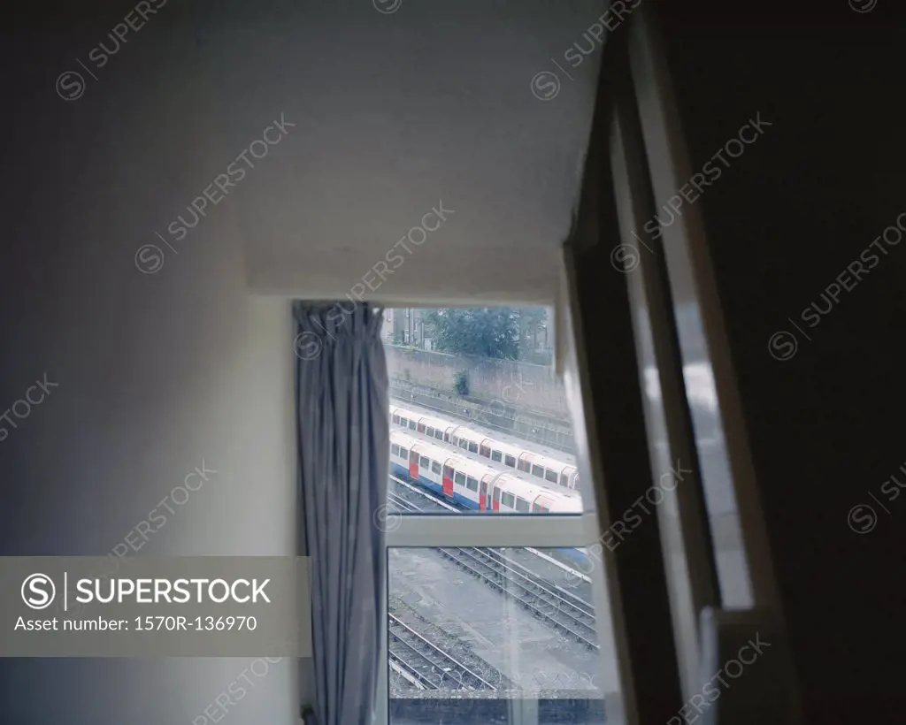 Trains through a window