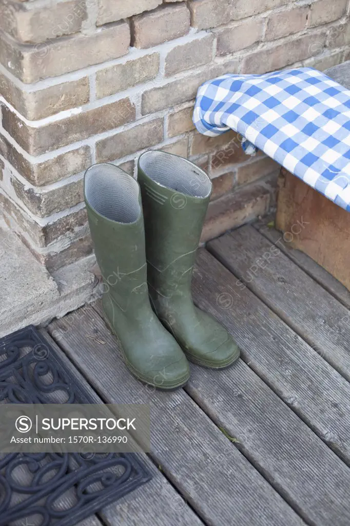 A pair rubber rain boots