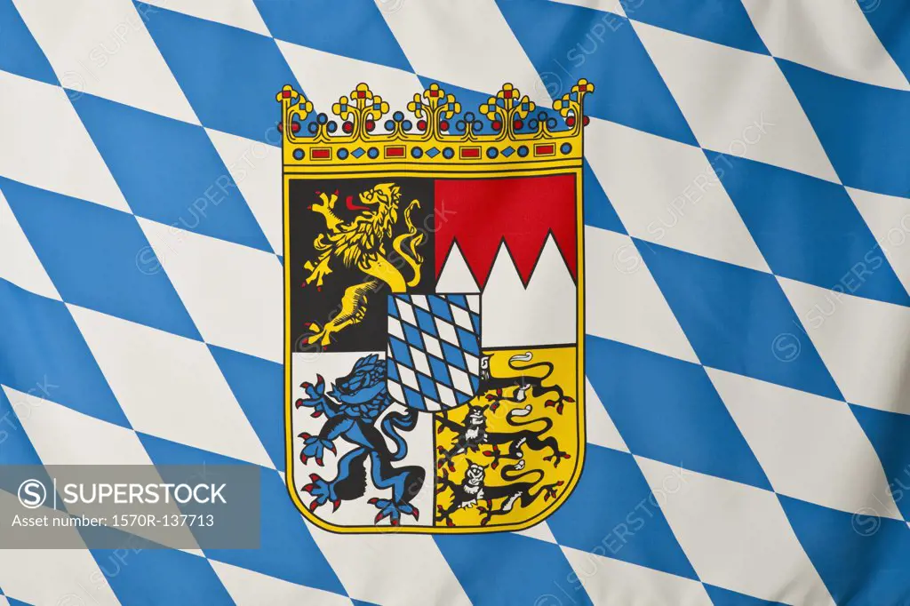 Bavaria flag, white and blue lozenges with Bavarian coat of arms