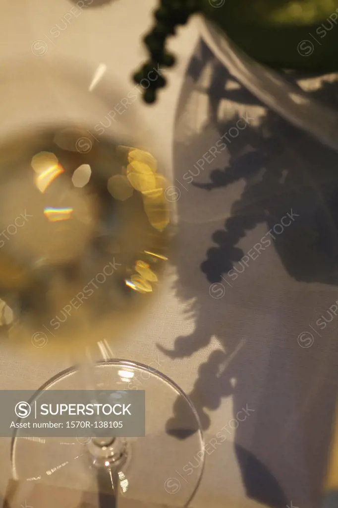 Glass of champagne on table