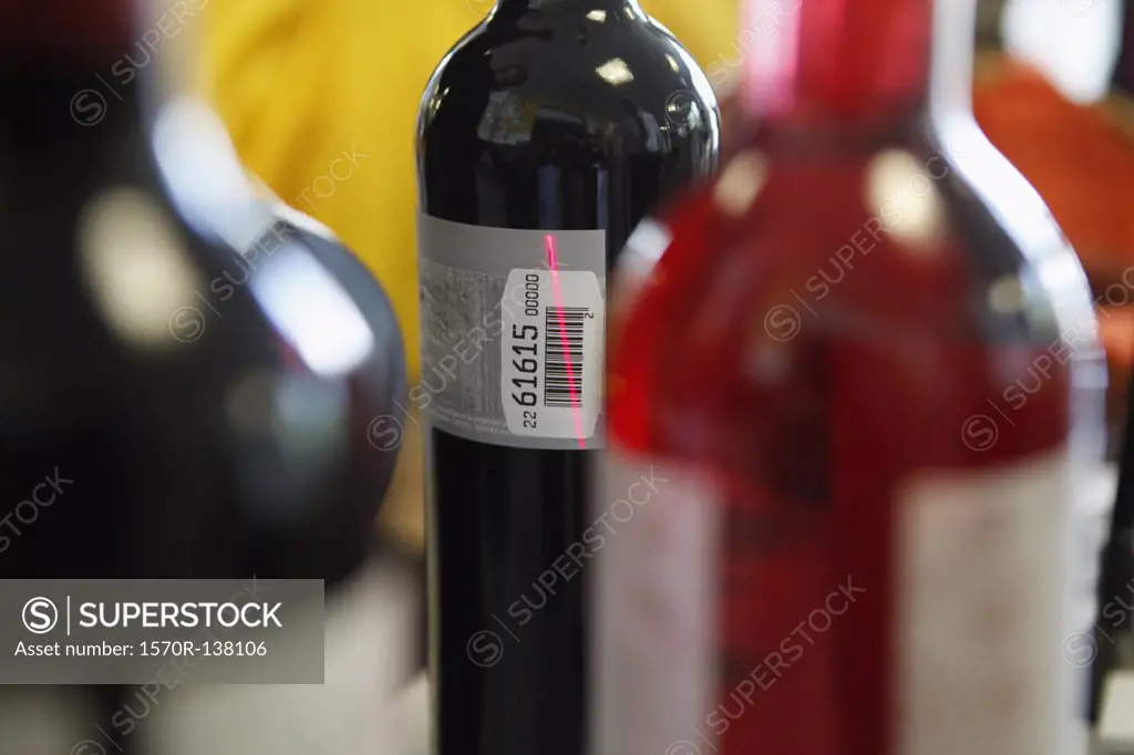 Wine bottle being scanned