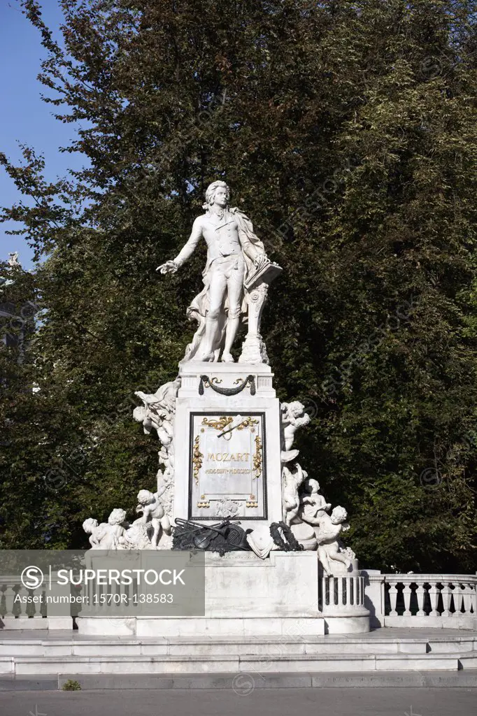 A statue of Wolfgang Amadeus Mozart, Vienna, Austria