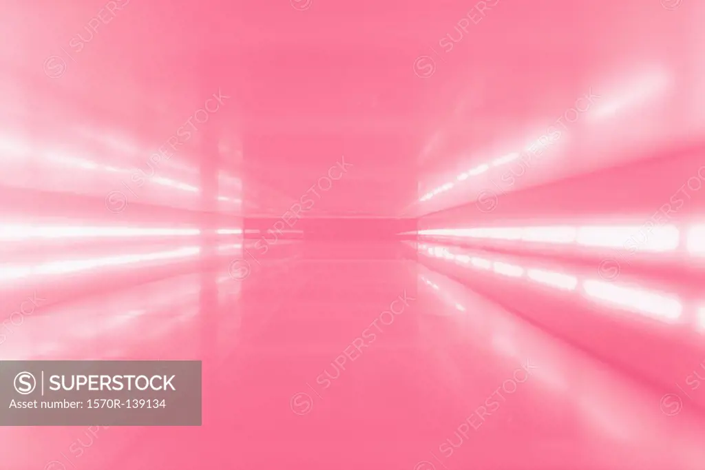 An abstract corridor in pink tones