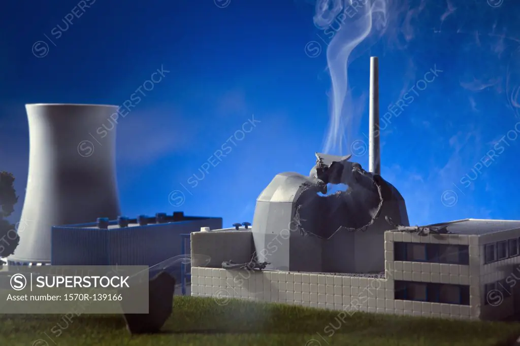 A model built to scale of an explosion at a nuclear power plant
