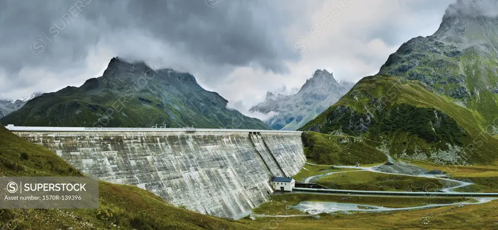 A dam amongst the mountains of Tirol, Austria
