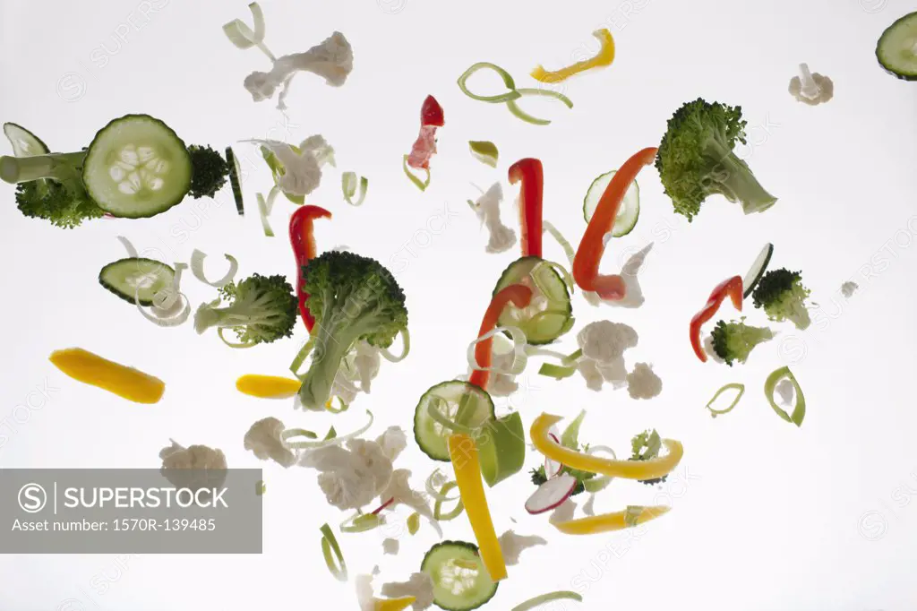 Vegetables against a white background