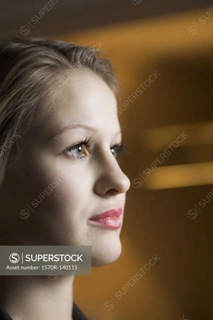 Young woman staring
