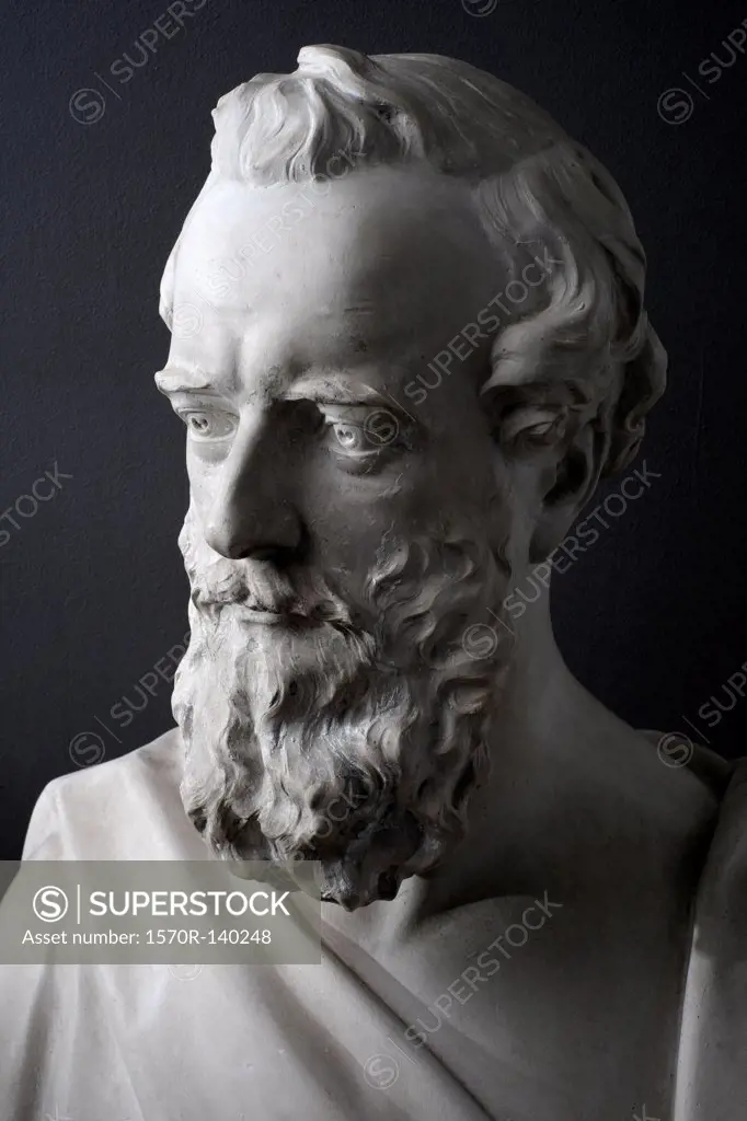 Detail of a classical sculpture of a man