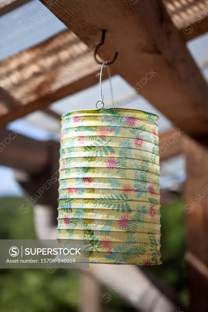 A paper lantern hanging