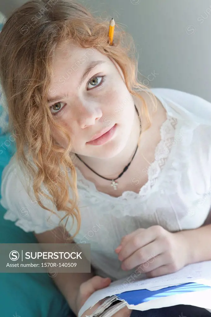 Portrait of studying girl