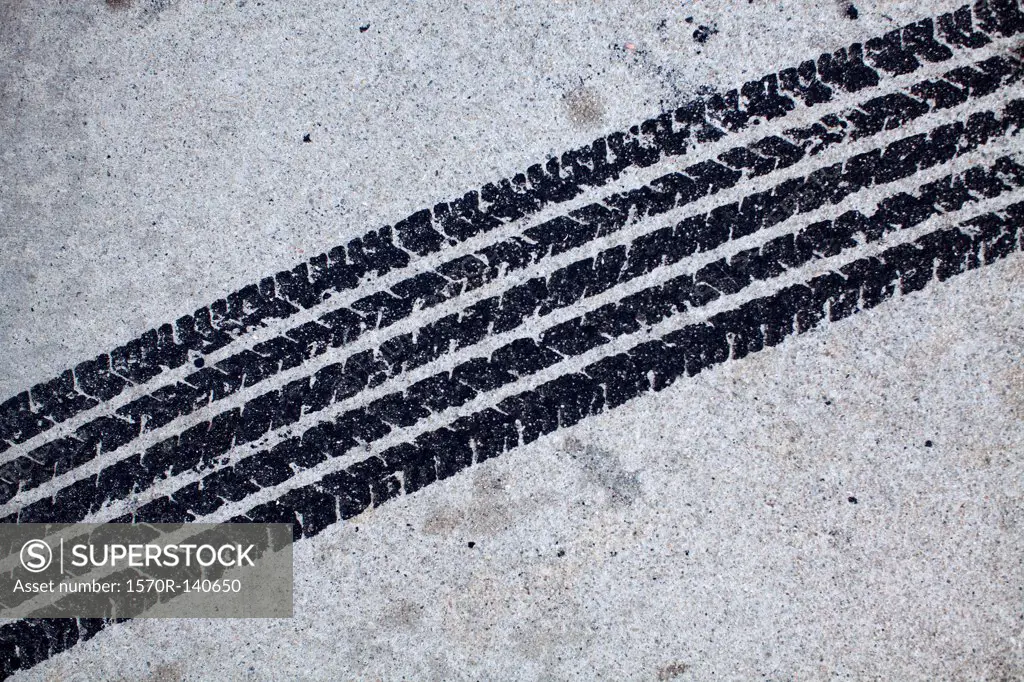 Detail of a tire mark on concrete