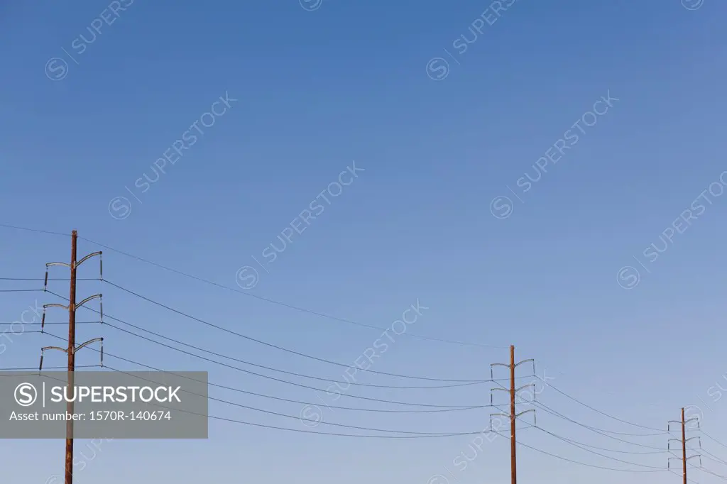 Power lines against a clear sky