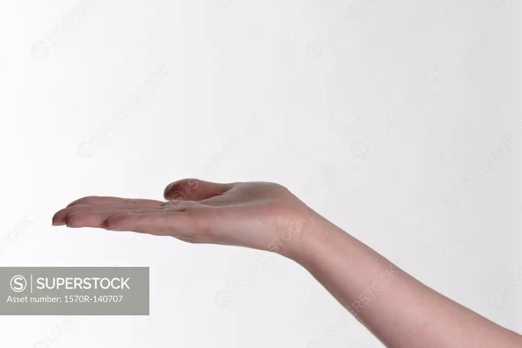 A human hand outstretched palm up