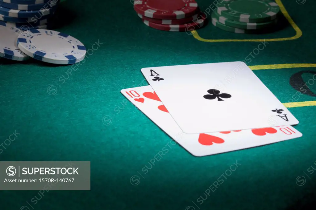 A blackjack hand displaying twenty-one