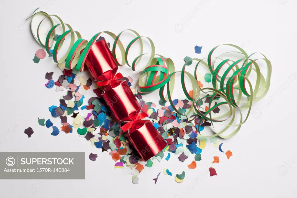 Confetti, streamers and a Christmas cracker
