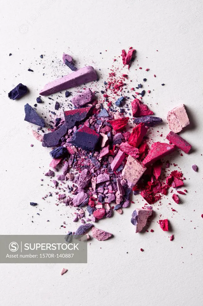 Various crushed make-up powder in a heap