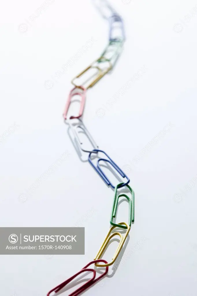 A chain of paperclips, diminishing perspective